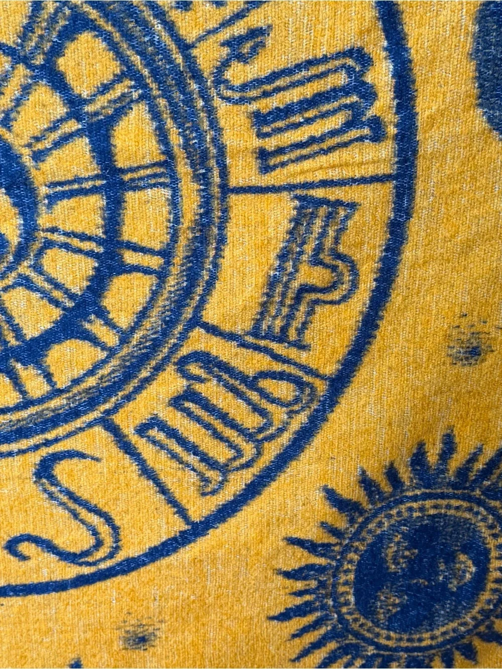 Celestial Zodiac Sun Moon Stars Woven Throw Blanket Mustard Yellow Blue